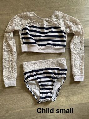 Navy and White Striped Lace Two-Piece dancewear